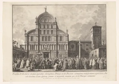 De Doge en zijn gevolg voor de San Zaccaria op paaszondag