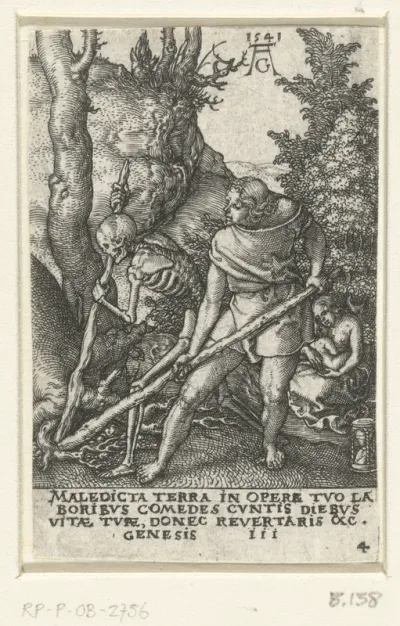 De Dood met Adam en Eva na de zondeval