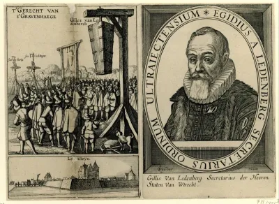 De doodskist van Ledenberg wordt aan de galg gehangen, 1619