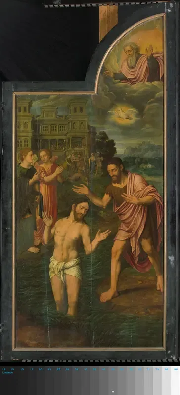 De doop van Christus in de Jordaan, rechter paneel van een drieluik