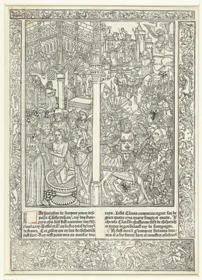 De doop van Clovis I en de slag bij Tolbiac