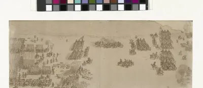 De eerste schermutselingen tussen Staatse en Spaanse soldaten op het strand bij Nieuwpoort, 1600