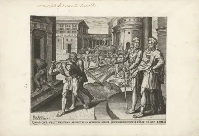 De farao laat het koren opslaan voor de zeven magere jaren
