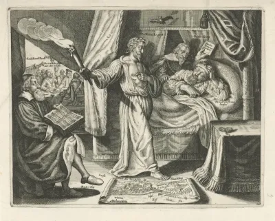 De geest van Gustaaf II Adolf verschijnt aan het bed van de keurvorst van Saksen, 1635