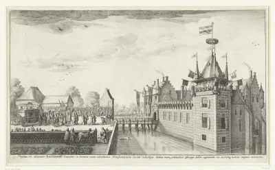 De graaf en gravin von Thurn und Taxis brengen een bezoek aan het kasteel van Alexander Roelants te Hemiksem, 1650