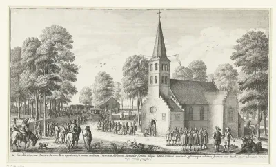 De graaf en gravin von Thurn und Taxis gaan ter kerke, 1650