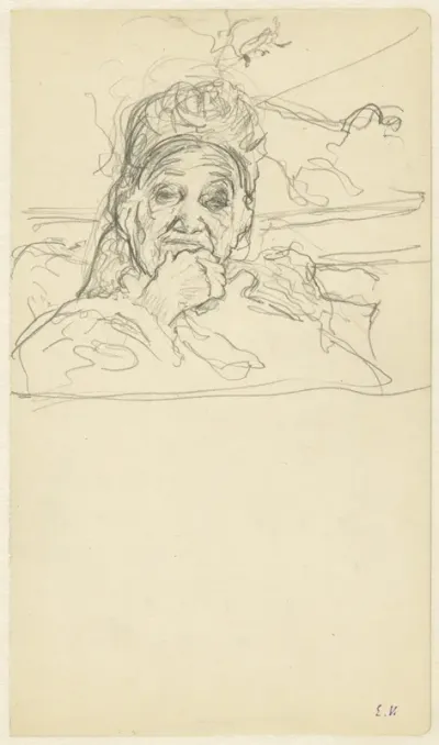 De grootmoeder, portret tot op de schouders