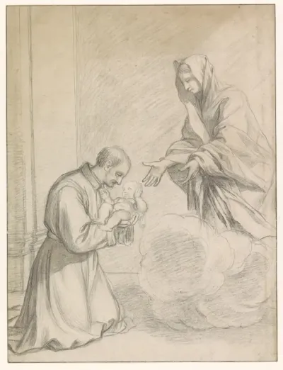 De H. Cajetanus van Thiene neemt van Maria het Christuskind in de armen