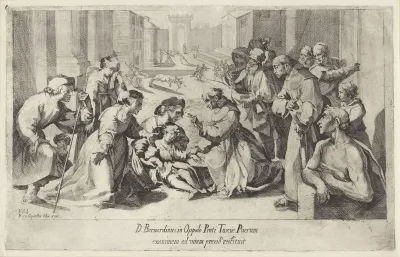 De heilige Bernardinus van Siena brengt een kind tot leven in Prato