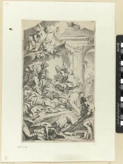 De heilige Carlo Borromeo deelt hosties uit aan pestlijders