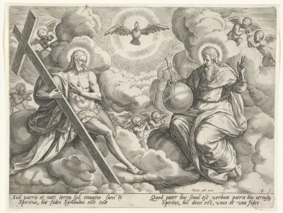 De heilige Drieëenheid in de wolken