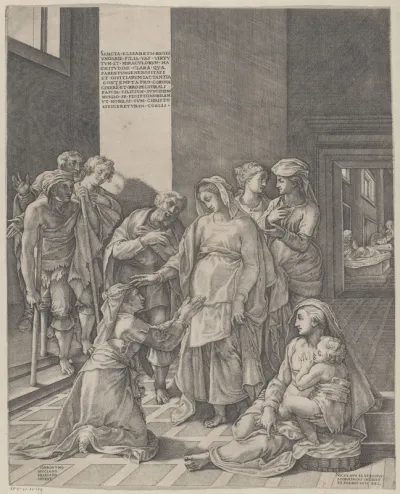 De heilige Elisabeth van Hongarije bezoekt de zieken