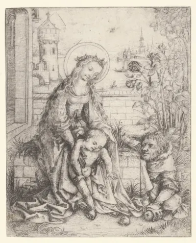 De Heilige Familie bij de rozenstruik