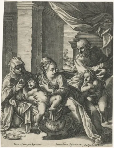 De Heilige Familie met Anna en Johannes de Doper
