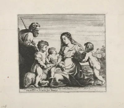 De Heilige Familie met Johannes de Doper en een engel