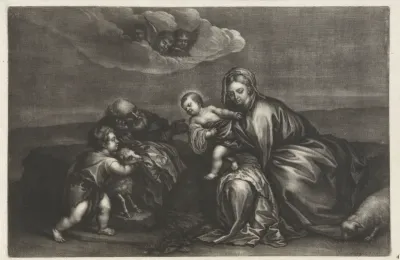 De Heilige Familie met Johannes de Doper in een landschap