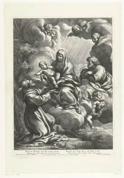 De heilige Franciscus ontvangt het Christuskind van Maria
