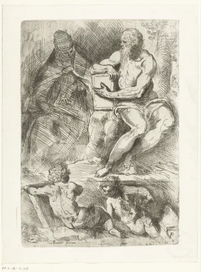 De heilige Hieronymus, de paus en twee putti