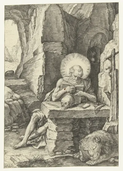 De heilige Hieronymus in een grot