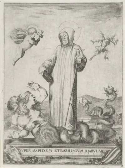 De heilige Johannes Gualbertus vertrapt monster