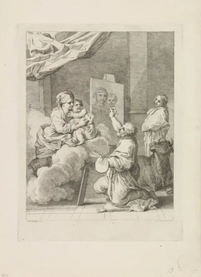 De heilige Lucas schildert Maria met kind