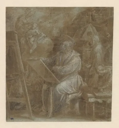 De heilige Lucas tekent madonna met kind