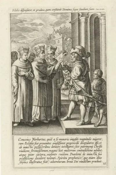 De heilige Norbertus eist de bezittingen van de kerk op