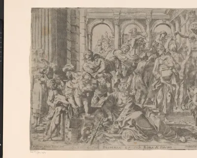 De heilige Rochus deelt aalmoezen uit