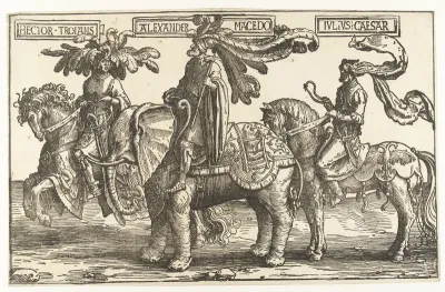 De helden Hector van Troje, Alexander de Grote en Julius Caesar