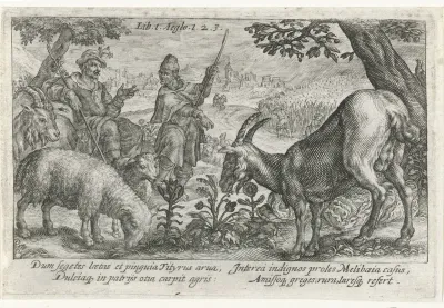 De herders Tityrus en Meliboeus in gesprek