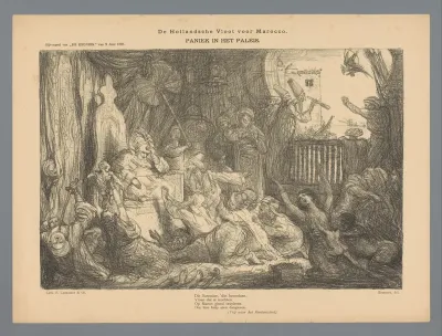 De Hollandsche Vloot voor Marocco. Paniek in het paleis