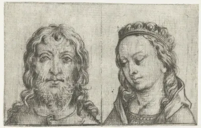 De hoofden van Christus en Maria