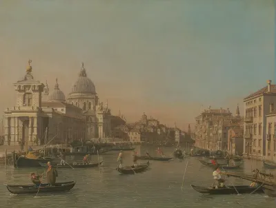 De ingang van het Canal Grande bij de Punta della Dogana en de Santa Maria della Salute