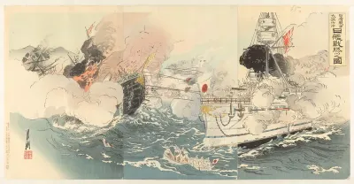 De Japanse marine verwoest Chinese slagschepen nabij Dagushan