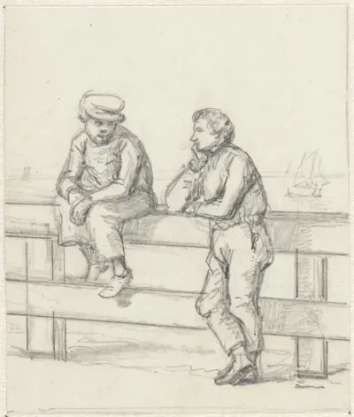 De jongens bij de leuning