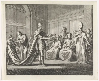 De keizer confronteert de aartsbisschop met de weelde van de kerk