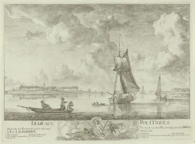 De keizerlijke brik vaart voorbij het wachtschip de Schelde op, 1784