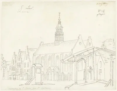 De kerk en een ophaalbrug in het dorp Leur, Brabant