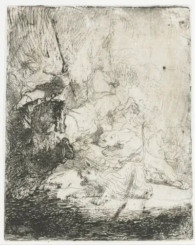 De kleine leeuwenjacht, met twee leeuwen
