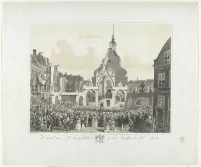 De komst van Z.M. Koning Willem II op het Raadhuis der stad Schiedam den 31 Julij 1846