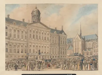 De koninklijke familie op het balkon van het Paleis op de Dam, 1822