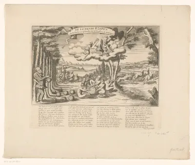 De lachende Aesopus bij het koolmaal bij het afscheid van de Actieapen, 1720