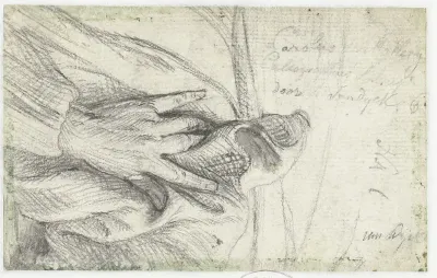 De linkerhand van Karel van Mallery op zijn mantel