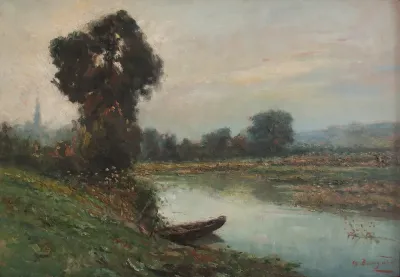 De molenvijvers te Genk , avondrust