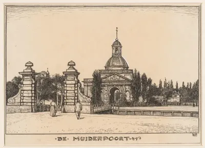 De Muiderpoort te Amsterdam, met Hekkepoortje