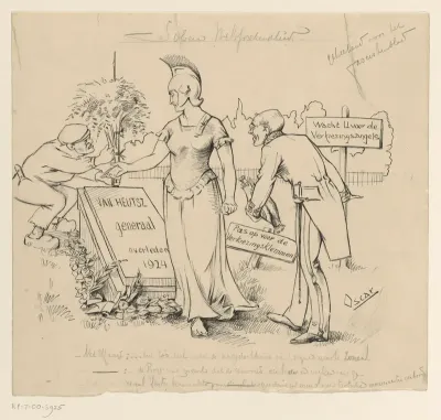 De Nederlandse Maagd bij het grafmonument voor Van Heutsz, ca. 1935-1945