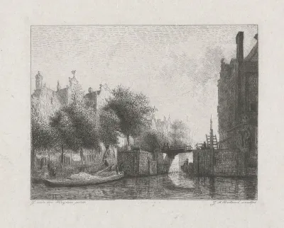 De Nieuwe Zijds Voorburgwal met de Oude Haarlemmersluis te Amsterdam (met topografische vrijheden)