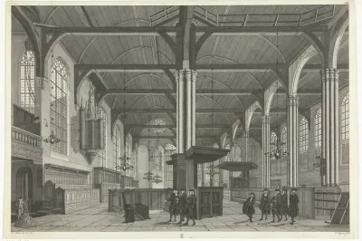De Nieuwe Zyds-Kapel van Binne, tot Amsterdam / L'interieur de la Chapelle du Nouveau Quartier, à Amsterdam