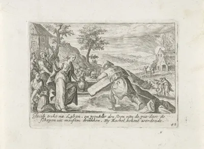 De ontmoeting van Jakob en Rachel bij de waterput