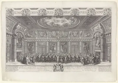 De opening van de nieuwe audiëntiezaal van de Staten-Generaal (Trêveszaal), 1697